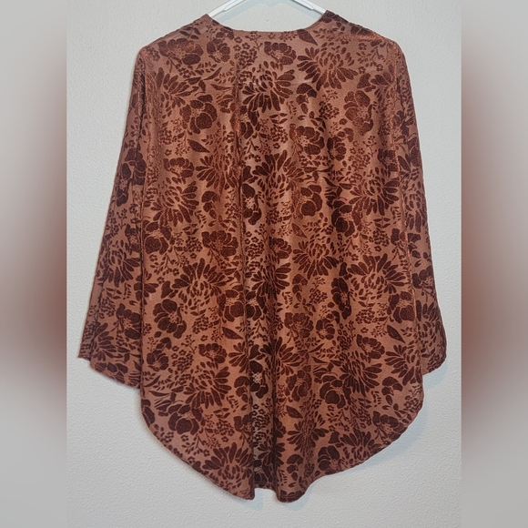Earthbound Trading Co Velvet Burnout Cardigan Open Front Jacket Size M Floral - Picture 2 of 5